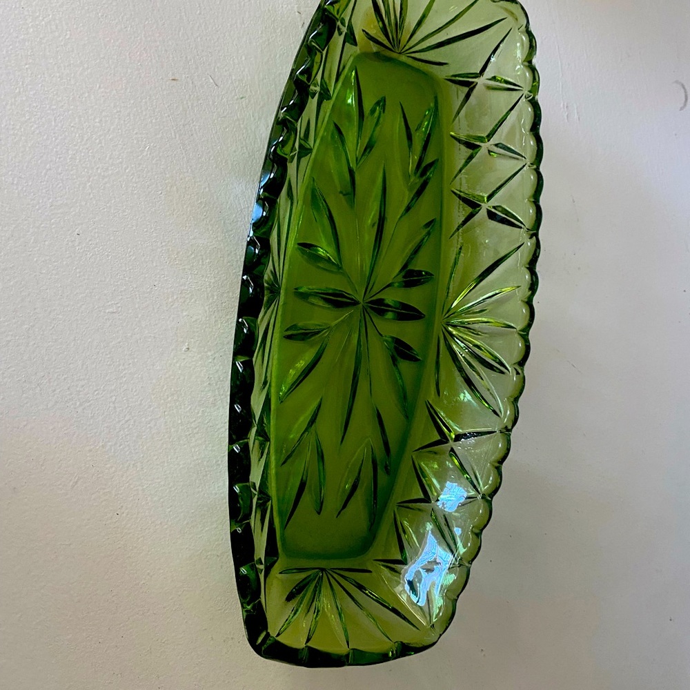 Green glass dish
